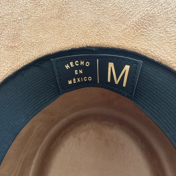 Hecho in Mexico Flat Brimmed Beige Felt Hat M - Picture 2 of 3